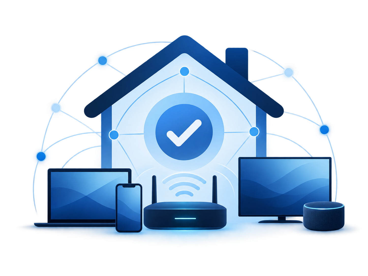 Connected home network technology illustration